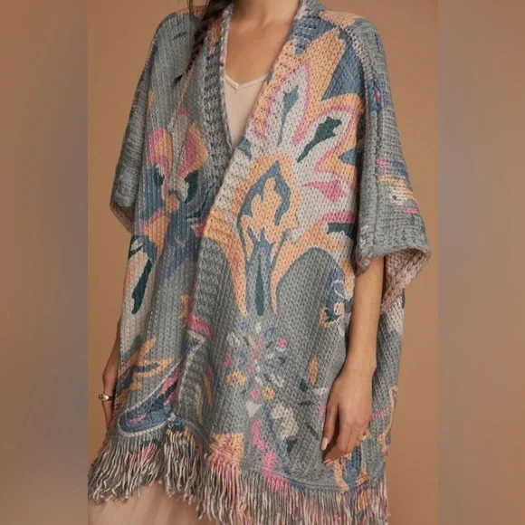 NWT Anthropologie Pink and Blue Braided Sweater sz OS - Picture 2 of 6